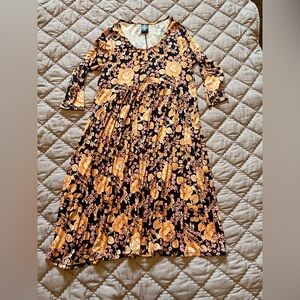 Agnes & Dora Floral Maxi Dress - Black and Orange